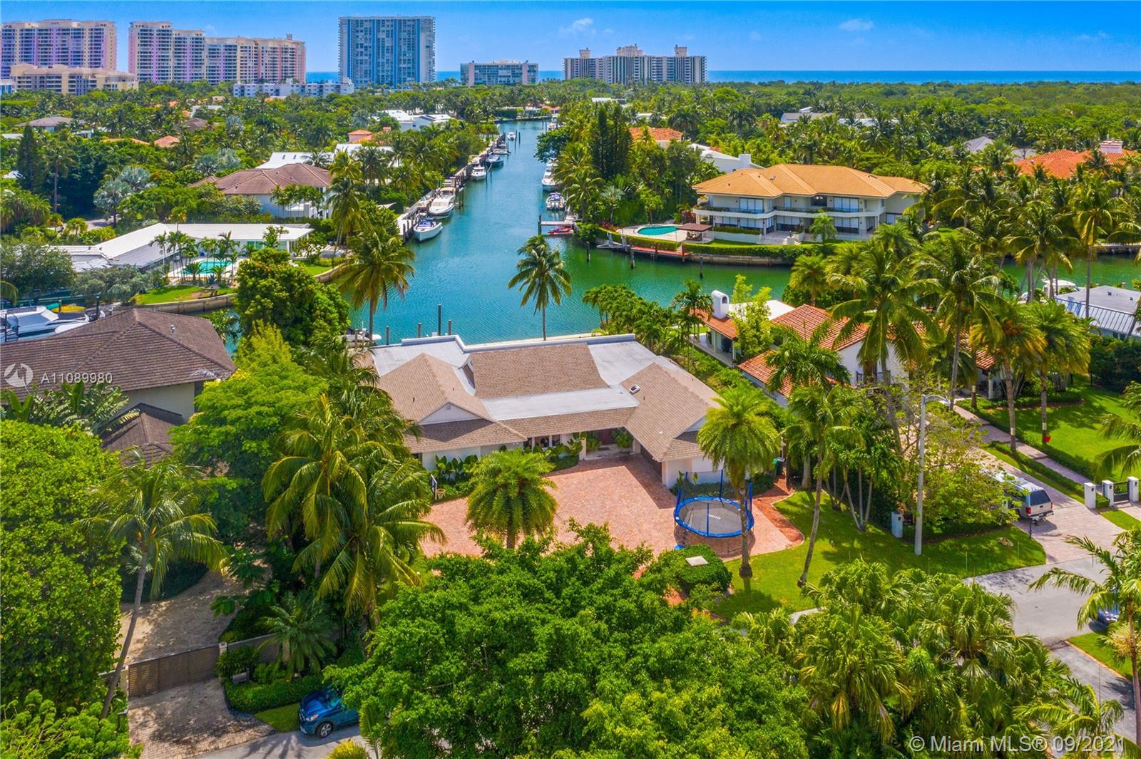 Incredible location in one of Key Biscayne’s most desired streets … “Mariner Drive” which is private, quiet, secure and one of the highest streets on KB with 15,893 Sq Ft of land.  A true yachtsman’s paradise with over 100 feet on the water and amazing endless views down the canal with easy access to the bay.  This one story residence is open, bright and has natural light throughout with high ceilings in the living area.  Offering 5 ample bedrooms, 4 bathrooms, 1 cabana bath, office, separate living and dining room, spacious family area, garage, dock, and an oversized gorgeous infinity pool with a great terrace for those who like to entertain.  Rare opportunity to own this magnificent property which is all about location. Tenant occupied until February 2022. (see broker remarks)