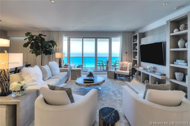A true Penthouse at the luxurious 1 Hotel & Homes South Beach. All rooms are located on the top 17th floor, the highest floor that overlooks all other condos in the building. No one above looking down affording maximum privacy on this Penthouse’s multiple balconies. All rooms with panoramic direct ocean views through large floor-to-ceiling windows. Gracious 4 bed/4.5 bath layout with large beautiful master and junior master suites, magnificently furnished by Brazilian designer Debora Aguiar with custom lighting & bathroom enclosures and exquisite Glassos large floor tiles throughout. Experience luxury hotel living with extravagant 5-star white glove services, personal concierge, chauffeured Teslas, 14,000 sqft gym, Bamford Haybarn Spa – a truly opulent Miami Beach Oasis.