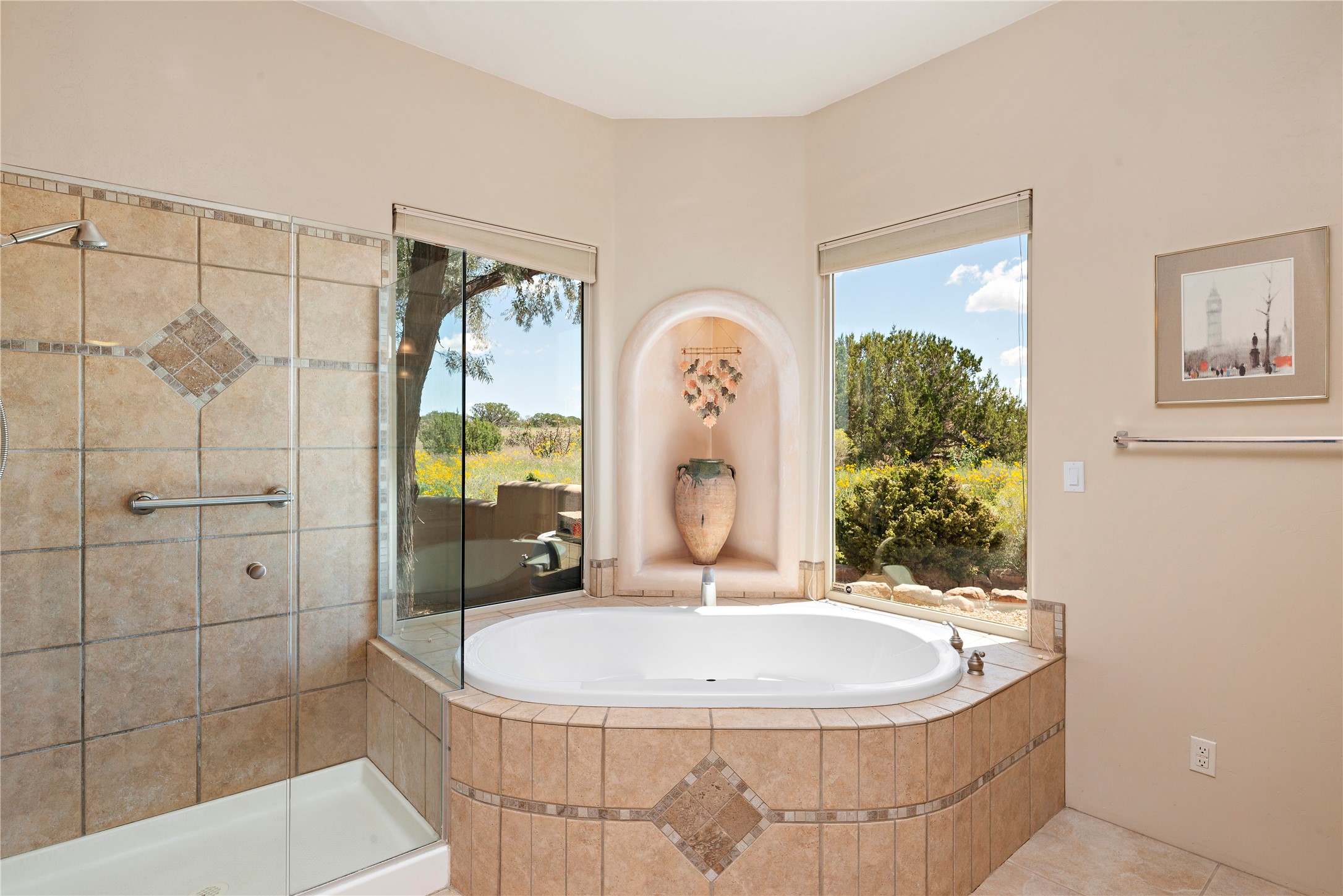 Bathtub and Glass Enclosed Shower in Owner's Suite