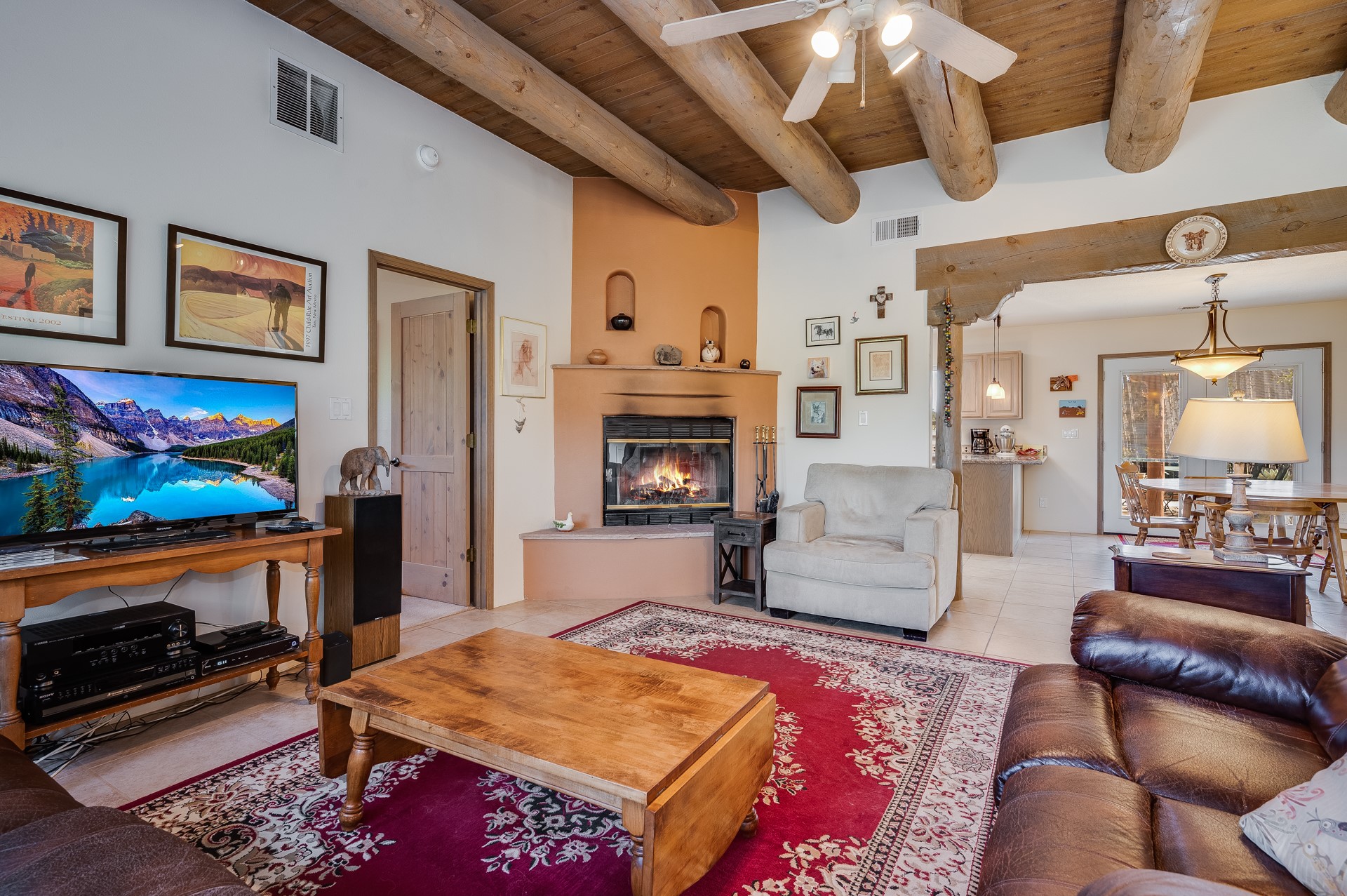 Living Area with Kiva Fireplace