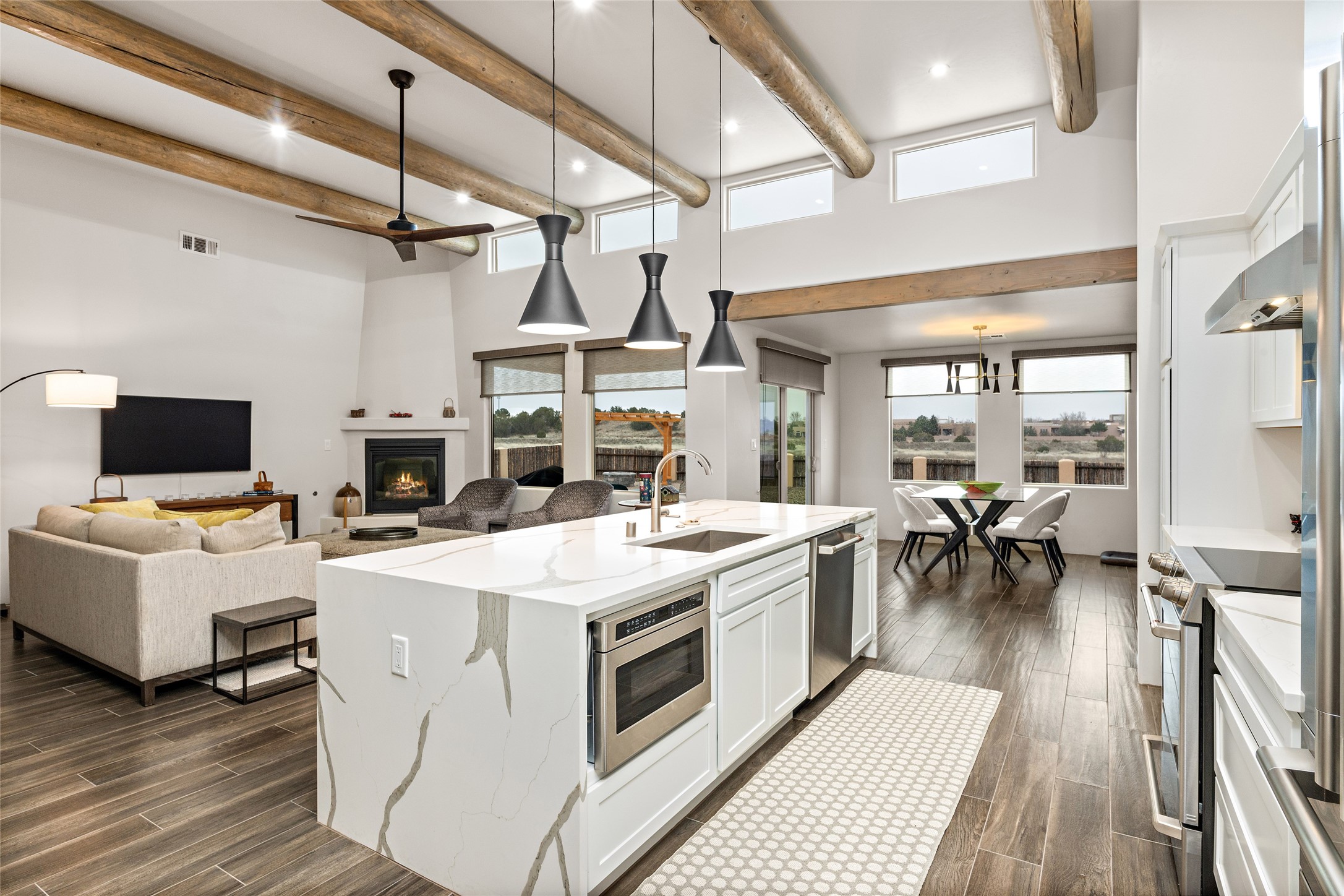 Open-concept Kitchen, Living & Dining