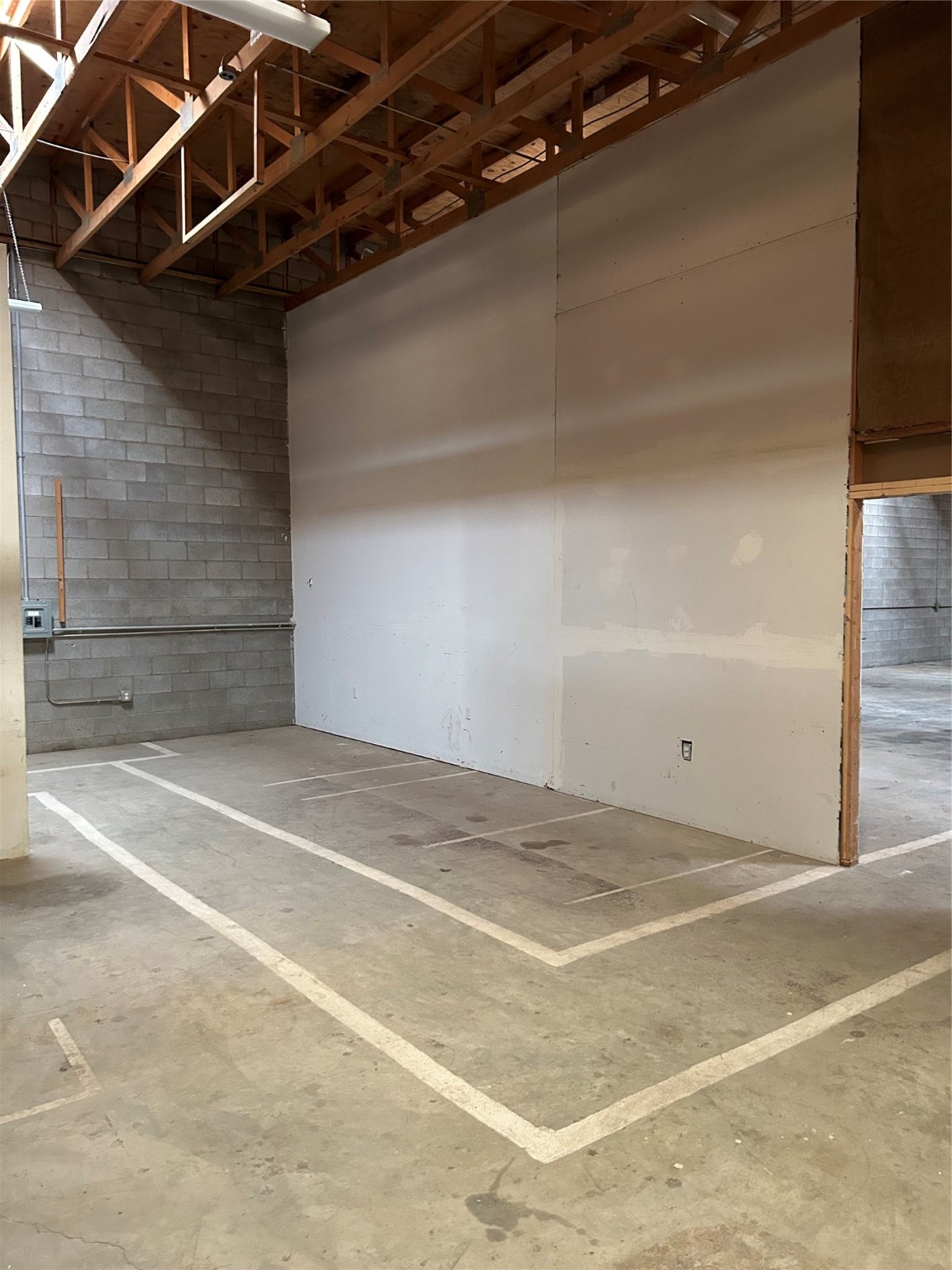 Partition wall in warehouse (not load bearing).