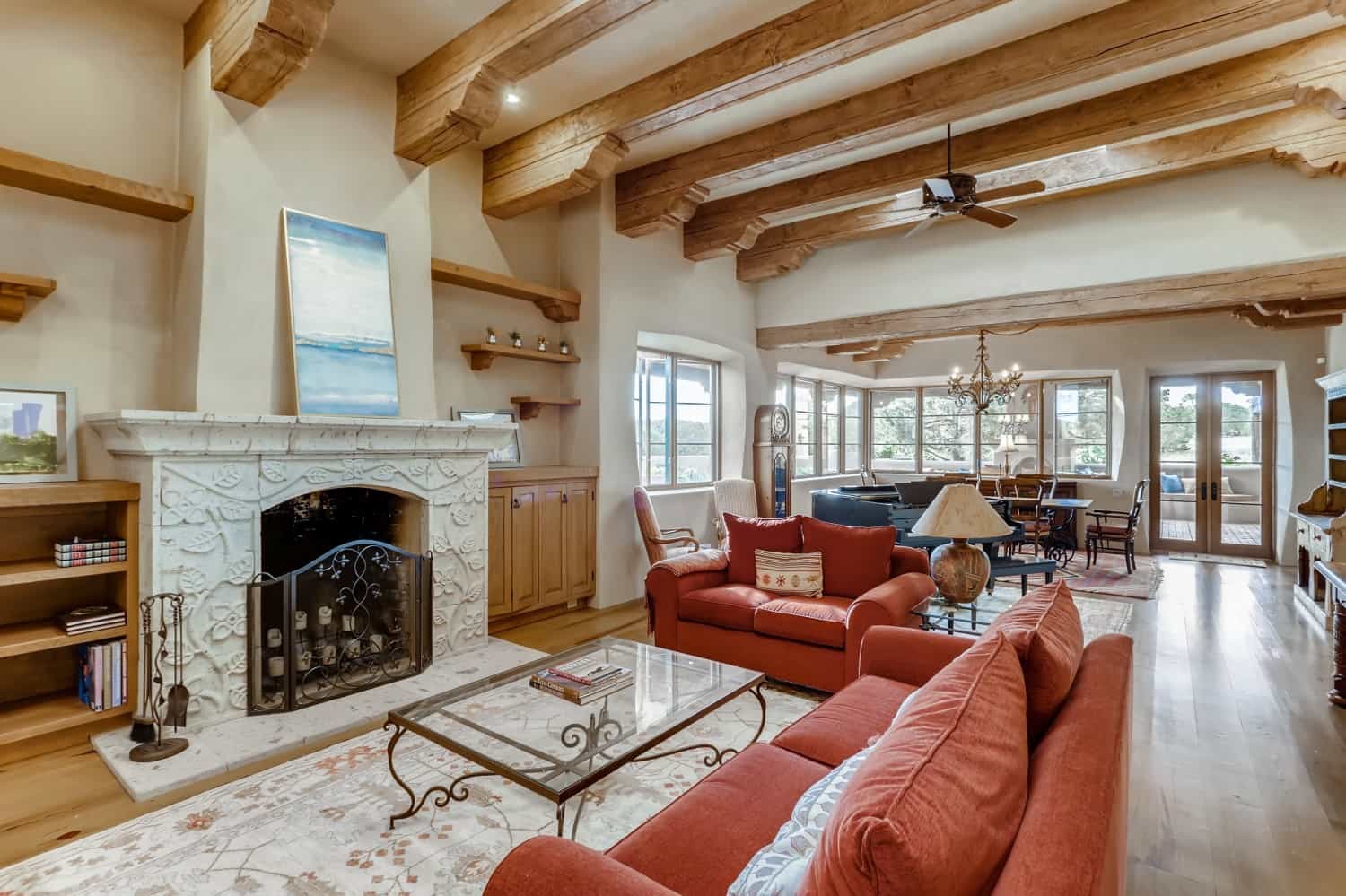 Enjoy a cozy pinon-wood fire in the spacious living room