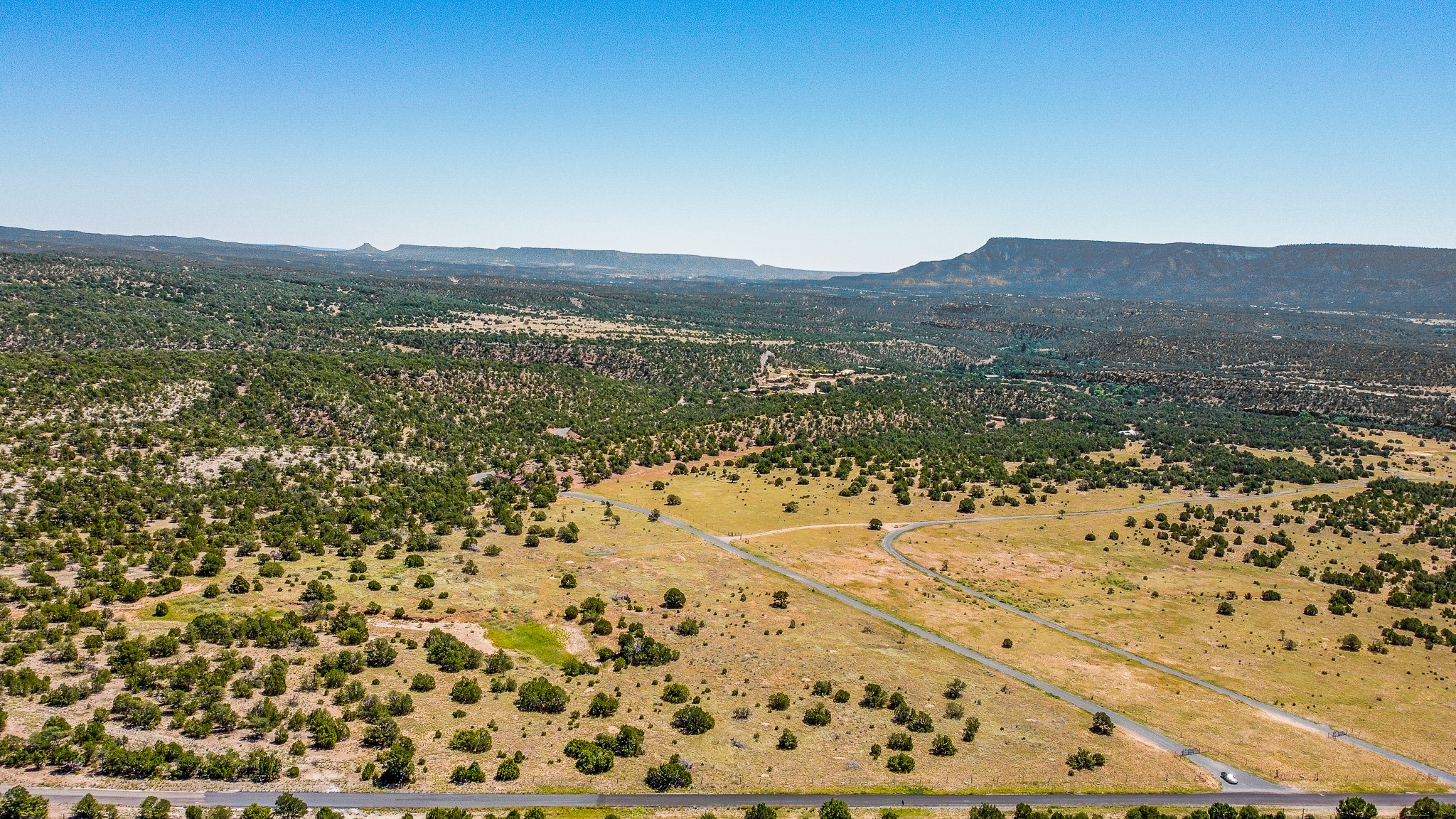 aerial view back towards Rowe Mesa