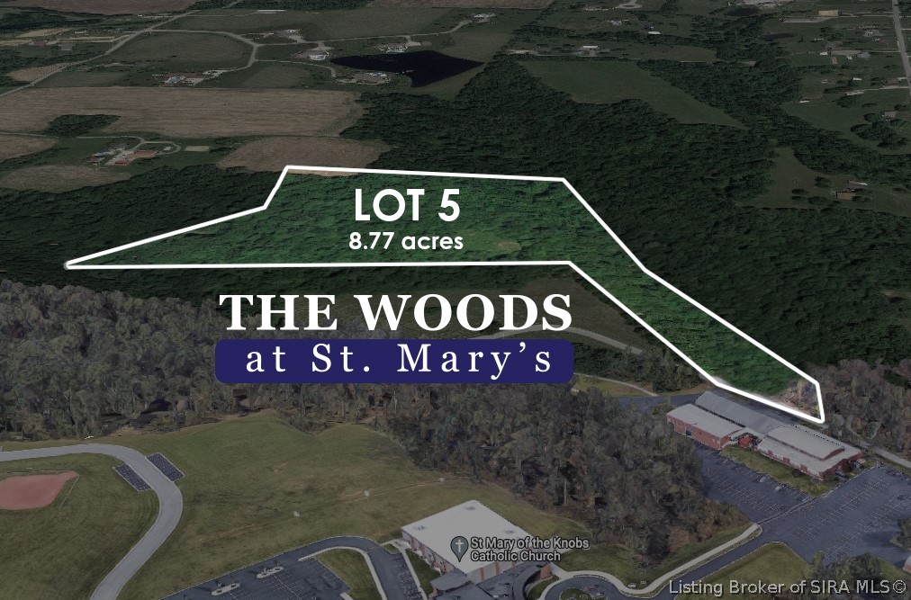 Lot 5 of the platted and approved subdivision "The Wood's at St. Mary's. 8.77 acre lot with water, electric, internet service availability confirmed by providers.  Lot has been approved for up to a 4 bedroom home septic system with 2 locations marked with stakes on site.  Minimum 1800 square-foot build size restriction.  REMC, Borden Tri-County water, Spectrum are the service providers.
