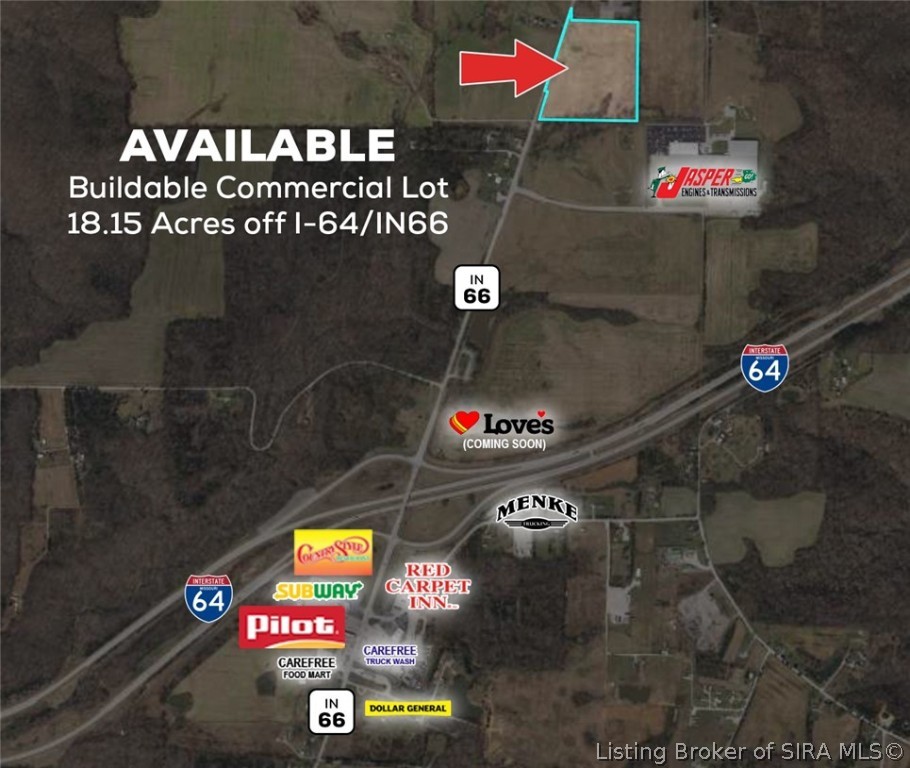 Approximately 18 Acres in Crawford county within a half mile of I64 interchange.  Prime land for restaurant,  retail, office, hotel, strip center.
1076 feet of road frontage.
The Seller reserves the right to refuse to sell to a buyer regardless of sale price if:
·         the buyer will not disclose the intended use of the land;
·         the intended purpose is not in agreement with the Mission, Vision and Core Values of the Seller;
·         the intended use of the land is not approved by the Seller’s Board of Directors.