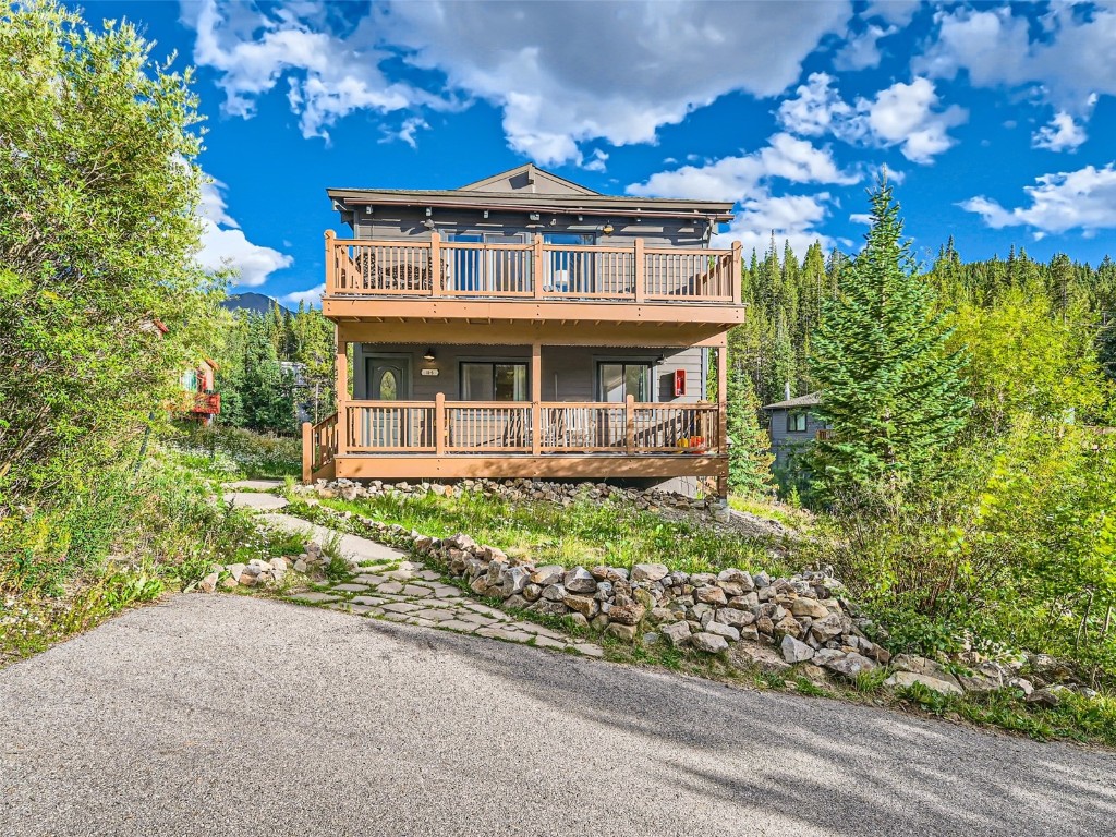 End Unit, No One Above, No One Below.  Completely remodeled rare duplex (only one shared wall) with sweeping mountain views from every window and from the multiple (4) trex decks including Mount Baldy and Breckenridge Ski Resort. Also, enjoy the soothing sounds of Illinois Gulch creek just below the property. Just steps away from the National Forest, Boreas Pass Loop Trailhead, multiple hiking and biking trails and the the local bus route. Open floor plan, light and bright with lots of windows, vaulted ceilings with exquisite beam details. Hardwood, LVP and tiled floor throughout. Designer plumbing, lighting and hardware fixtures throughout. Custom metal railing and balusters. The upper level has a large open concept including large eat in kitchen island and nook area with access to the smaller upper deck. Custom cabinets with under-cabinet lighting, quartz slab countertops, all appliances including a gas stove. Above the kitchen is a loft area that can be used for additional sleeping. Full bath with updated vanity and countertop, tiled floor and tub surround. Large dining room with access to the upper deck and just off of the family room with a super efficient free standing gas fireplace. The main level features a formal entry, living room, primary bedroom with private deck, full primary bath with custom tiled floors, surrounds and poured shower pan, guest room and guest bath/laundry room. 2 reserved parking spaces out front. New Hardie Board siding and exterior paint. Minutes to downtown Breckenridge and Breckenridge Ski Resort plus much more!  https://listing.unbranded.virtuance.com/listing/71-illinois-gulch-rd-breckenridge-colorado