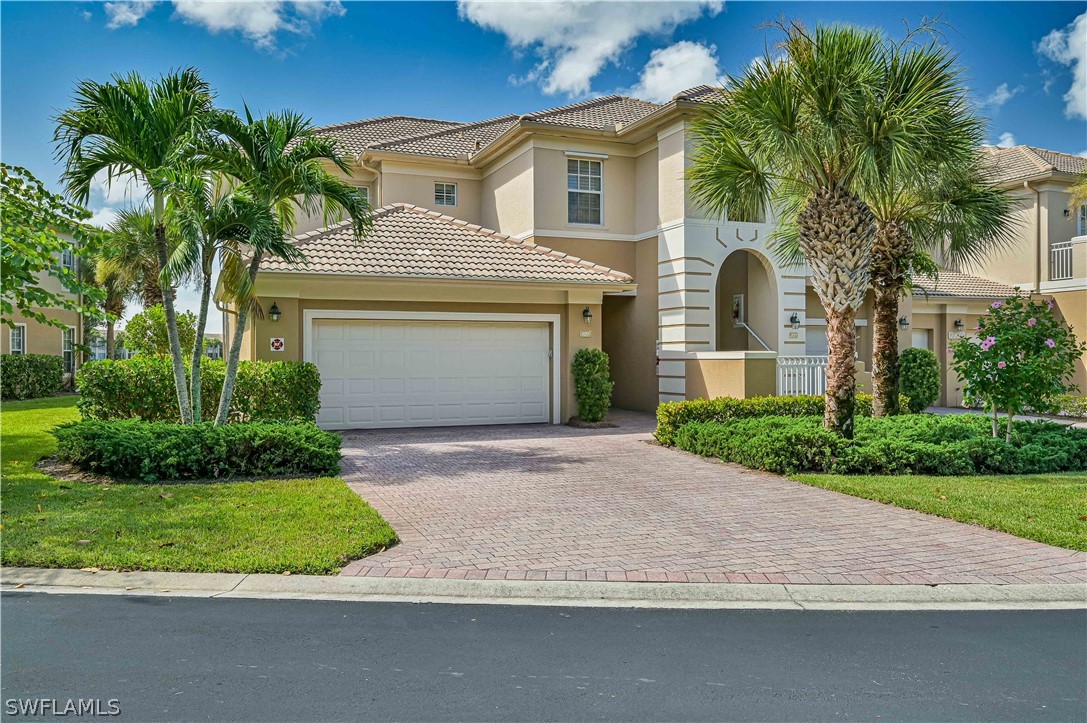 Stunning, move-in-ready, 1st-floor condo in Merano at The Colony, one of the most prestigious communities in Southwest Florida. This beautiful home has a spectacular water view to enjoy wildlife & beautiful sunsets. With 3 bedrooms, 3 full baths, (the original half-bath upgraded to a full bath!) and split floorplan, it's perfect for you and your guests to enjoy full privacy. Bedrooms are tastefully furnished with a king bed in primary bedroom, queen bed in one guest bedroom, and twin\full bunk (convertible to single beds) in the 3rd bedroom, which could easily be an office. The wet bar upgrade & spacious great room/dining will accommodate a large gathering. The lovely screened lanai includes electric hurricane shutters. Brand new stainless steel appliances 2022, A/C 2021, and HWH 2020. Residents have access to Merano's community pool & exercise room, as well as all Pelican Landing amenities:  private beach, canoe/kayak park, sailing center, community and fitness center, tennis, pickleball, and bocce. The Colony offers a world-class equity championship golf course for residents to join, & waterfront fine & casual dining at the Bay Club. This condo is your perfect SWFL home!