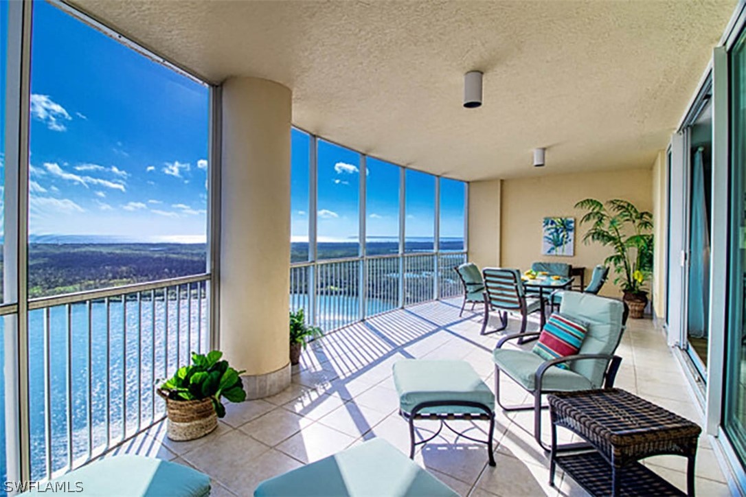 Expansive lanai with water view