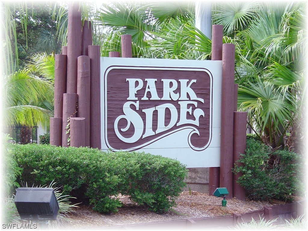 Parkside is a hidden gem, Great location in S Ft. Myers, near everything, yet wooded and quiet, well run and very nicely maintained community with low fees of 375.00 per mo. This unit is a first floor end unit, tile, laminate floors 2022. 2 bed 2 bath split floor plan, Unit is furnished, turnkey, Exterior walk in storage closet, Amenities include a heated pool & spa, tennis/pickle ball court, picnic areas, boating area, shopping, restaurants, airport close by. within walking - Lakes Park with 2 1/2 miles walking paths. community garden, fishing, boating and many events including a farmers market during season. Very quiet. Location is everything.
