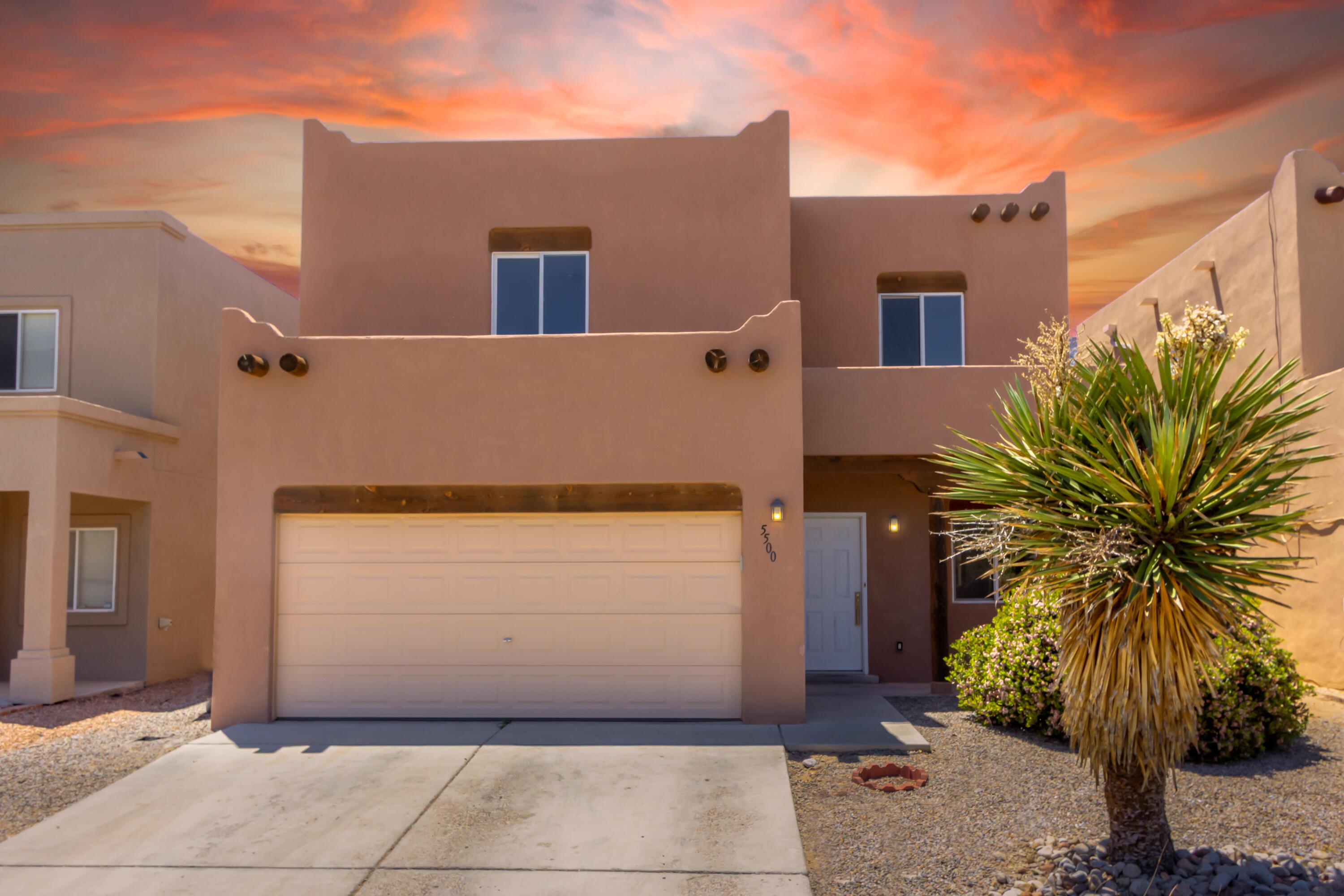 Welcome to this lovely NW Albuquerque property. This home features 3 bedrooms and three bathrooms and new paint and flooring. Step inside and you will be greeted by one of the two living spaces. Pass thru and you will find the other living space and the open-concept kitchen and convenient half bath for guests. Head upstairs and you will encounter the loft and bedrooms. Owner's suite with a well-appointed en-suite bathroom. 2 car garage and a blank canvas back yard that would be perfect for summer BBQs.