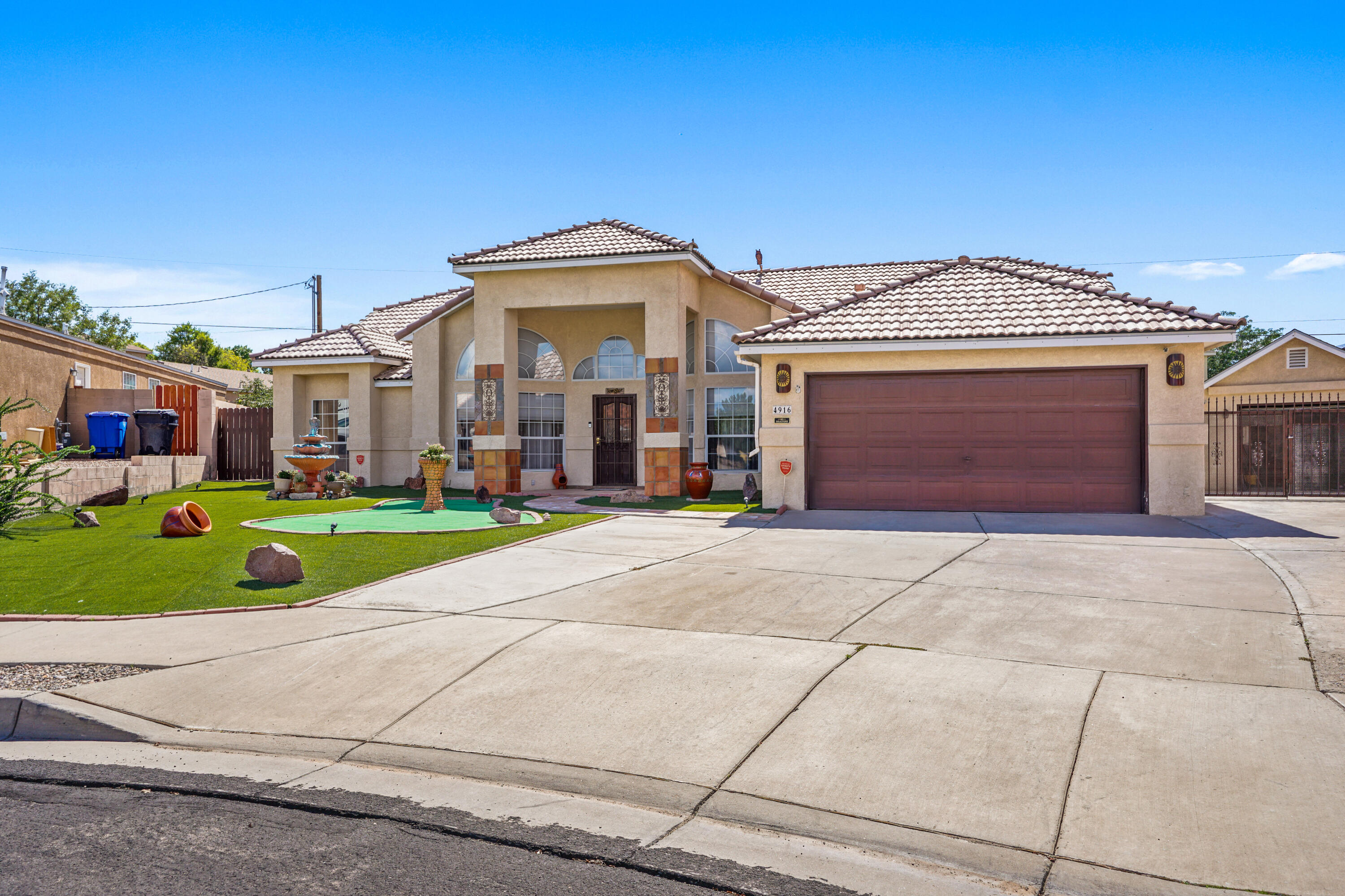 Gorgeous 4 Bedroom, 3 Baths Home On The West Side With Beautiful Front Yard Views Of The Sandia Mountain on a Cul-De-Sac. Don't Miss Out on This Single Level Completely Redone Inside and Out Gem in Paradise Heights Neighborhood. Open Concept with Formal Living and Dining With A Gas Fireplace, Vaulted Ceilings and Lots of Natural Light. Kitchen Features An Island, Breakfast Nook, Large Pantry and Stainless Steel Appliances. Outdoors is a Backyard Paradise with Large Covered Patio, Gazebo and Fire Pit with Stone Seating. Plenty of Room for Gardening. This Home Is Close To Schools, Shopping and Hospitals.