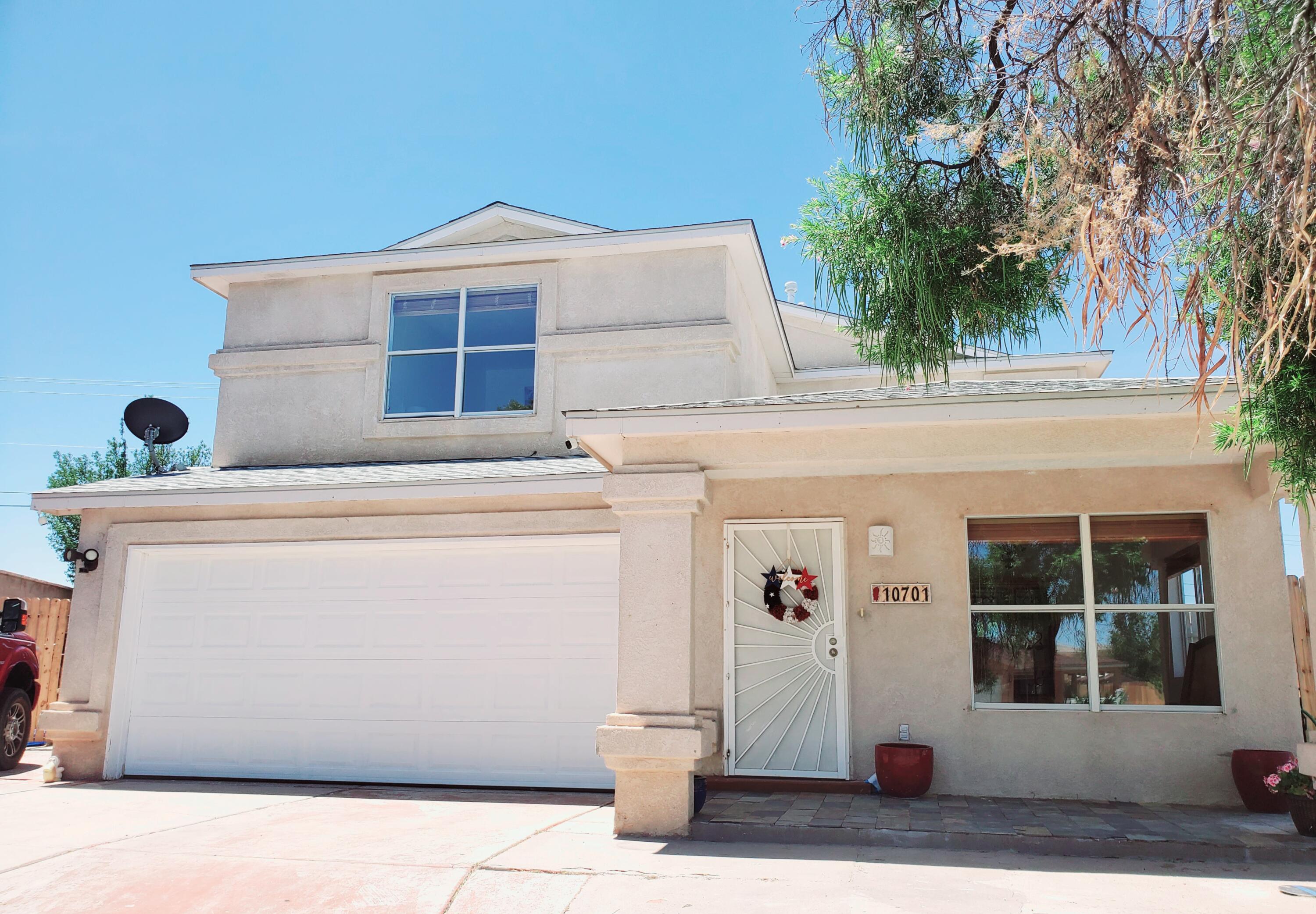 Spacious 5 bedroom, loft, 3.5 bath home with a RV/Boat driveway with side access.Located in the highly DESIREABLE Stonebrige Community with pool and park access. Minutes to Rust Hospital Lovelace and Rio Rancho.Primary  Master Suite is on the main level. The Kitchen has stainless steel appliances. Tile flooring throughout the  lower level and laminate on upper level.Plenty of space for growing families. The home has Evaporated air, ceiling fans, alarm system, and a storage shed. Tuff shed, Refrigerator, Washer and Dryer do not convey.1 hour notice for showings