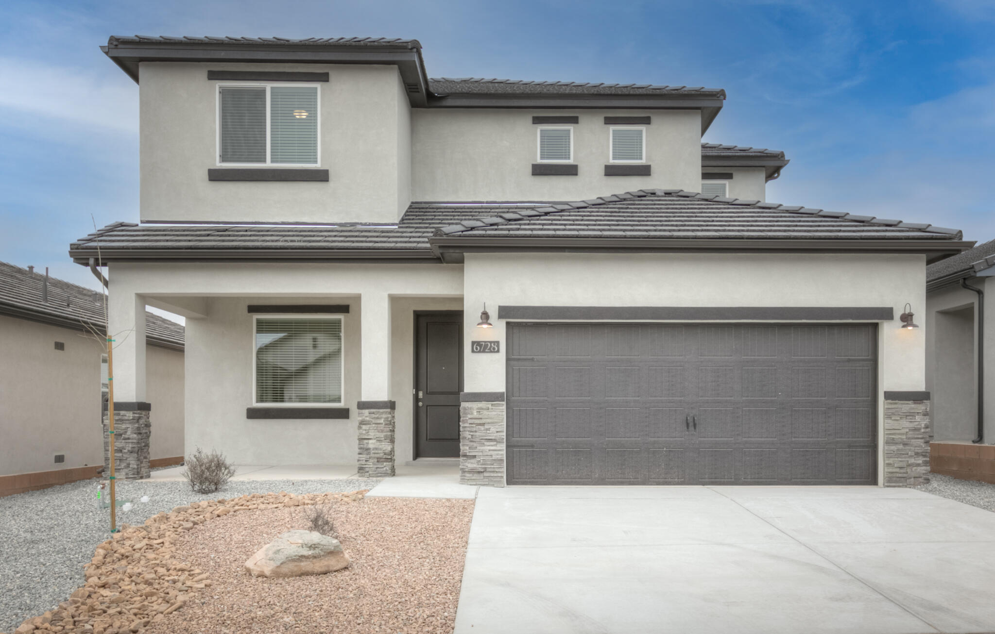 ASK ABOUT THE BUILDER INCENTIVES! Located at 340 Pinnacle Dr SE Rio Rancho you will find the Taos floorplan offered by Amreston Homes. Inside this 2354 Sqft Floorplan you will find 3 spacious bedrooms (including one of the largest Owners Suites Amreston has to offer 22.5x13.5), an office, and 2.5 Baths. The lower level of this floorplan is perfect for entertaining. Each space flows to the next and includes a 1/2 bath to ensure personal privacy upstairs. All the standard features are sure to impress which include: 12x24 tile, Tiled showers to the ceiling, Granite, Stainless appliances including the fridge, and more! This home is under construction and some photos are not of the exact home, but rather examples of the floorplan and finish work of the builder. Finished product may vary ba