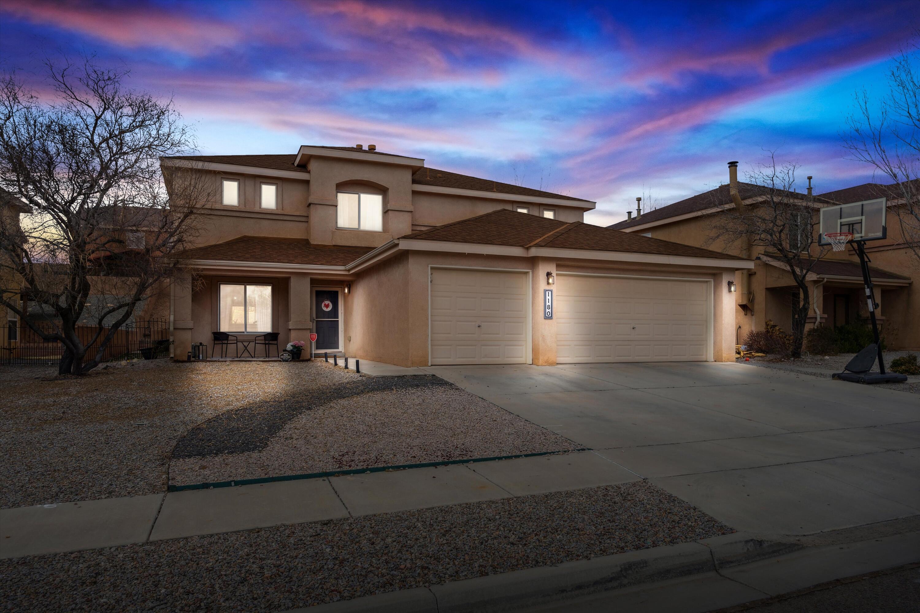 Great Los Lunas location. Close to shopping, schools, restaurants and easy highway access. Beautiful, well maintained home with some upgrades to boot. This is one of the few in the neighborhood that has the master bedroom on the 1st level. The second level offers a huge additional living area/game room.  3 car garage is pefect to fit all your toys or to utilize some of it as a workout/hobby area. Make this home yours while it is still available.