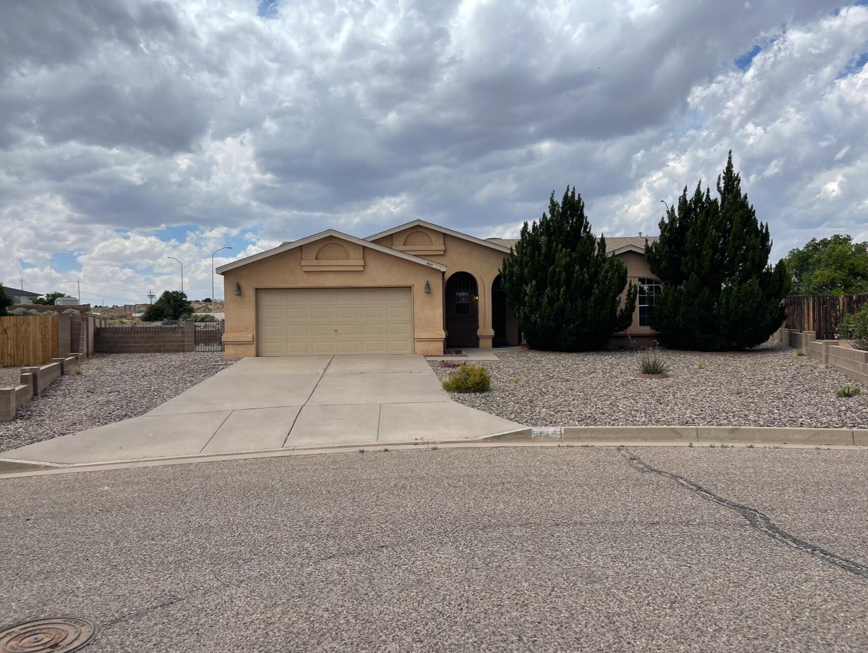 This fantastic 3 bedroom residence is conveniently located in Rio Rancho. Roof replaced in 2018, No poly pipes, Furnace & A/C replaced in 2016, water heater replaced in 2019.  It has gorgeous mountain views from the front door.  Step inside & be greeted by a spacious & inviting living area, adorned with large windows that fill the home with natural light. The open floor plan seamlessly connects the living room, dining area & kitchen, creating an ideal space for entertaining friends or family. The kitchen offers plenty of cabinetry, a pantry and a breakfast nook area. The master suite offers a full bathroom, a walk-in closet, and a nice layout.