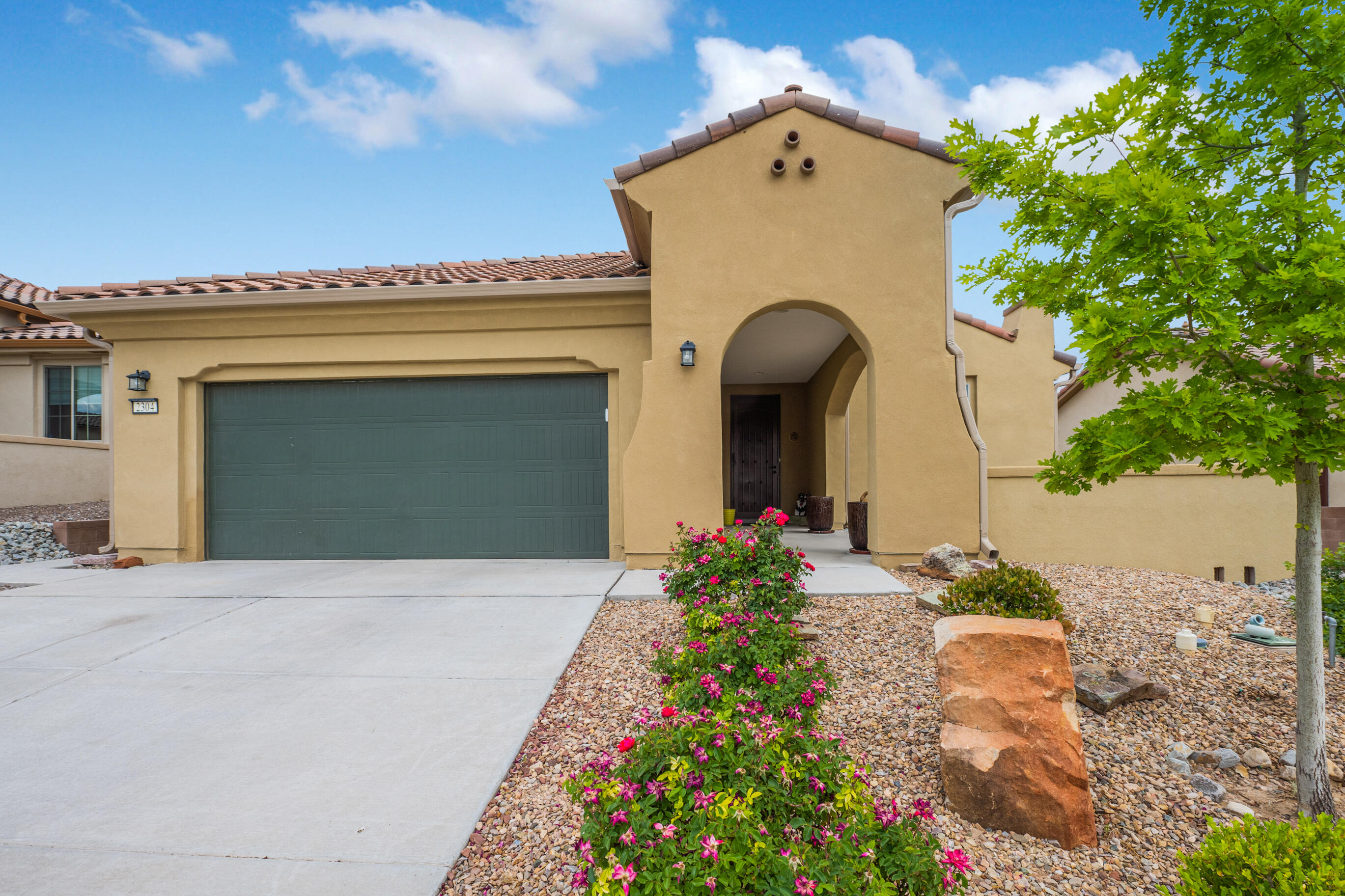 BEAUTIFUL ONE STORY HOME WITH VIEWS LOCATED IN THE EXCLUSIVE 55+ GATED COMMUNITY OF DEL WEBB MIREHAVEN!  This Sanctuary model floorplan offers 1850 SF with 2 BR's plus an Office/Den, 4FT EXTENDED 2 CG and was built on a Premium lot that offers nice views of the Sandia & Manzano Mountains and City. There are views from the Living Room, Dining Room, Kitchen and Master Bedroom!! Home has beautiful granite and splash in the kitchen, Gas Cooktop, large pantry, raised dishwasher, Gas FP, Bay Windows in MB, MB has a walk in Shower & Large Walk in Closet, Den/Office and Guest Bedroom. Beautiful Tile Flooring. The Backyard is very private! You'll love the amenity center which offers daily activities, Pickle Ball, Tennis, Pool, Full Gym and so much more!