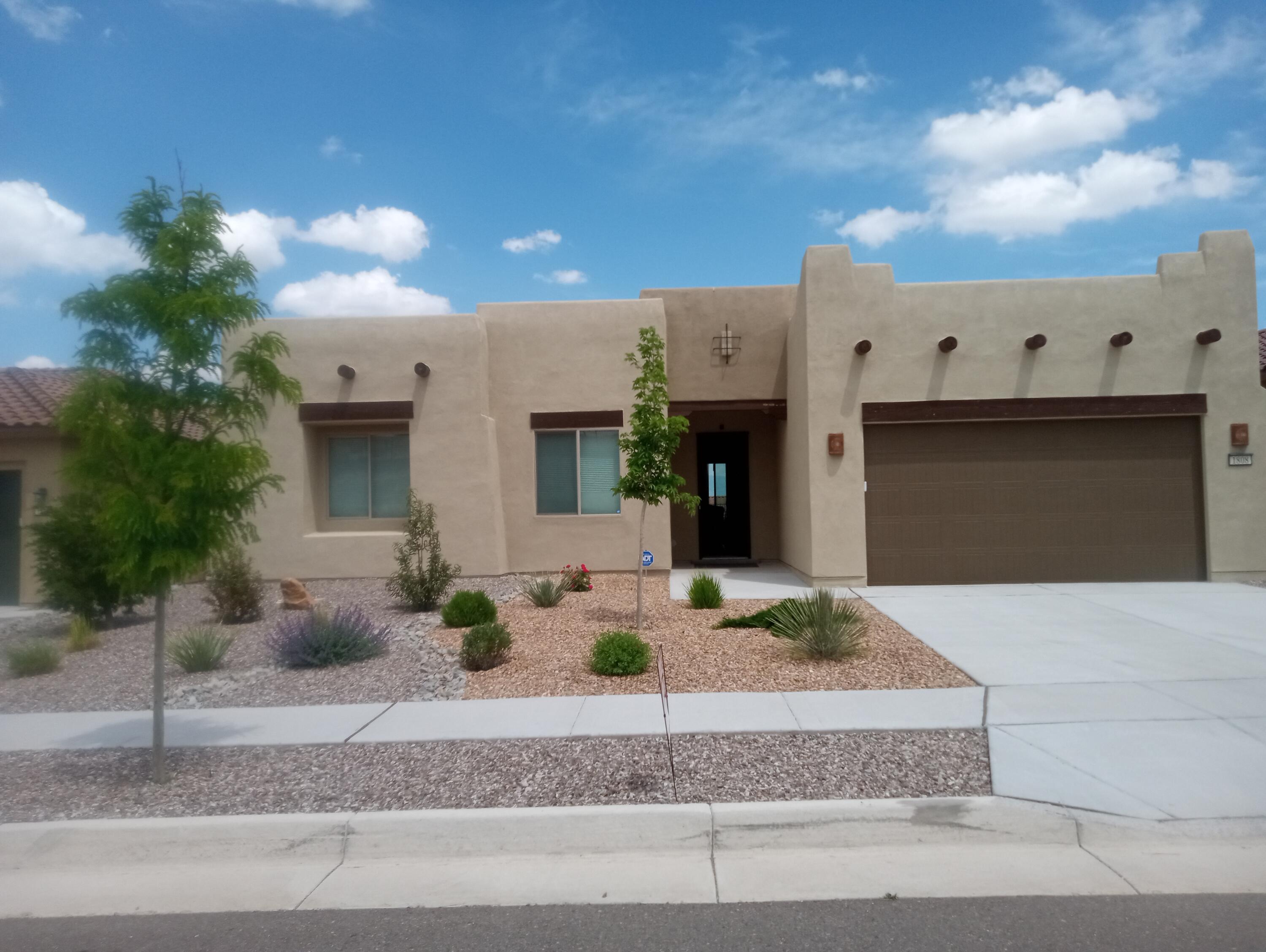 This immaculate Pueblo style home is approximately 2,168 ft. Situated on a premium mountain view 7,754 ft lot in del Webb Mirehaven 55+Community. Beautiful upgrades throughout! Completed  November 20th 2020. This pursuit plan has 10 ft ceilings, lux kitchen w, granite countertops, gas cooktop stove, SS appliances, large kitchen island. The large Master suite has a no trip shower entry w/seat. DBL Sinks Granite. Office/Den. Extended laundry room. Backyard patio has a gas fireplace w/Stone face. Spectacularly landscaped and stunning views. Low maintenance. Move in ready! Comes unfurnished or furnished is a possibility. Amenity center has a lap pool, swimming pool, hot tub, jim, tennis and pickleball courts. There are many activities in the community. You are close to trails.