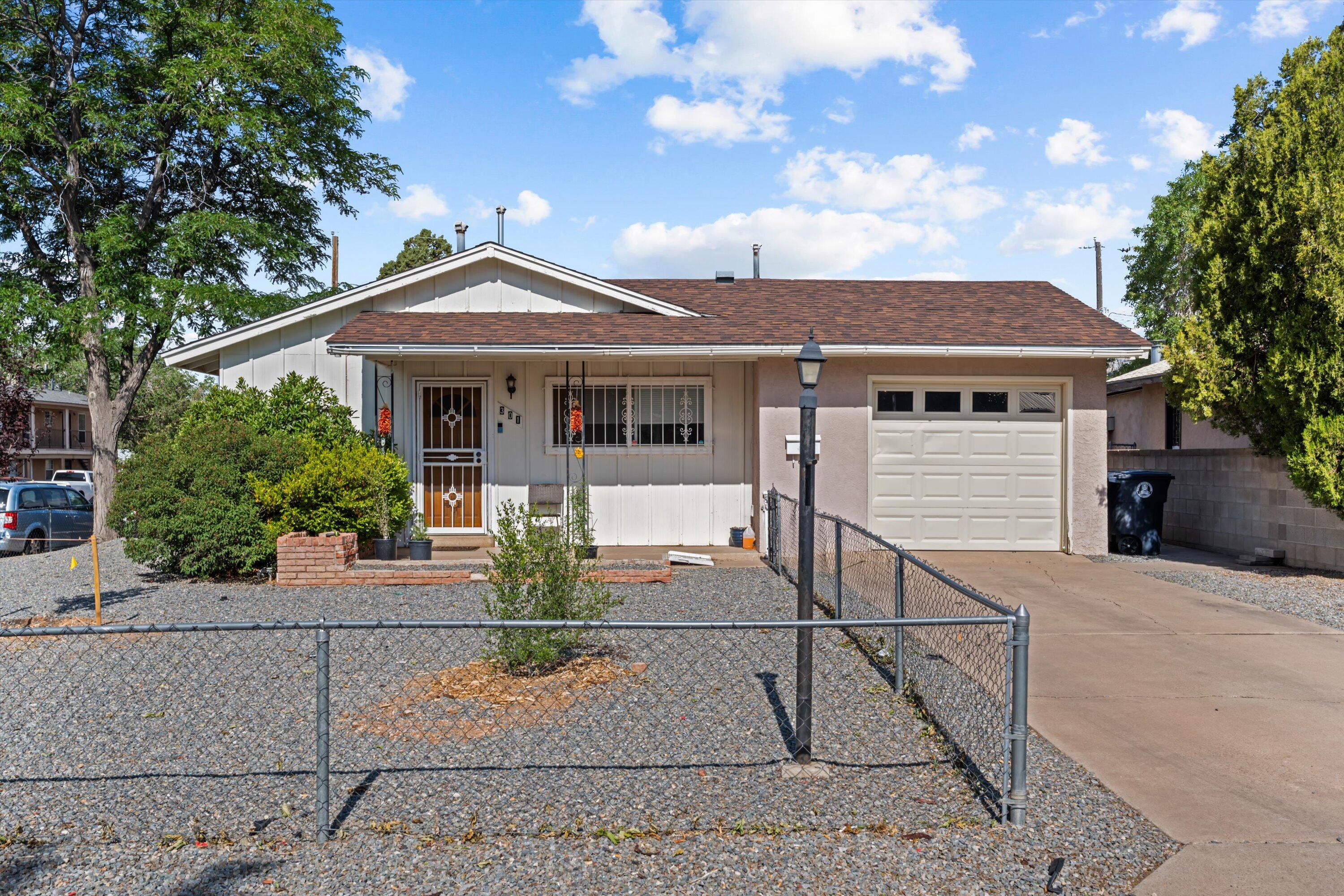 Welcome to this delightful charming home, offering comfort and convenience. The kitchen and bathroom have undergone thoughtful updates, showcasing modern touches. Featuring an oversized 1-car garage, a corner lot, and a generous backyard, this property is perfect for those seeking ample outdoor and storage space. The front yard is landscaped too! Three comfortable bedrooms, all have ceiling fans and large closets. No carpet throughout the home adds a clean and contemporary feel. Don't miss this opportunity to make this sweet home yours!