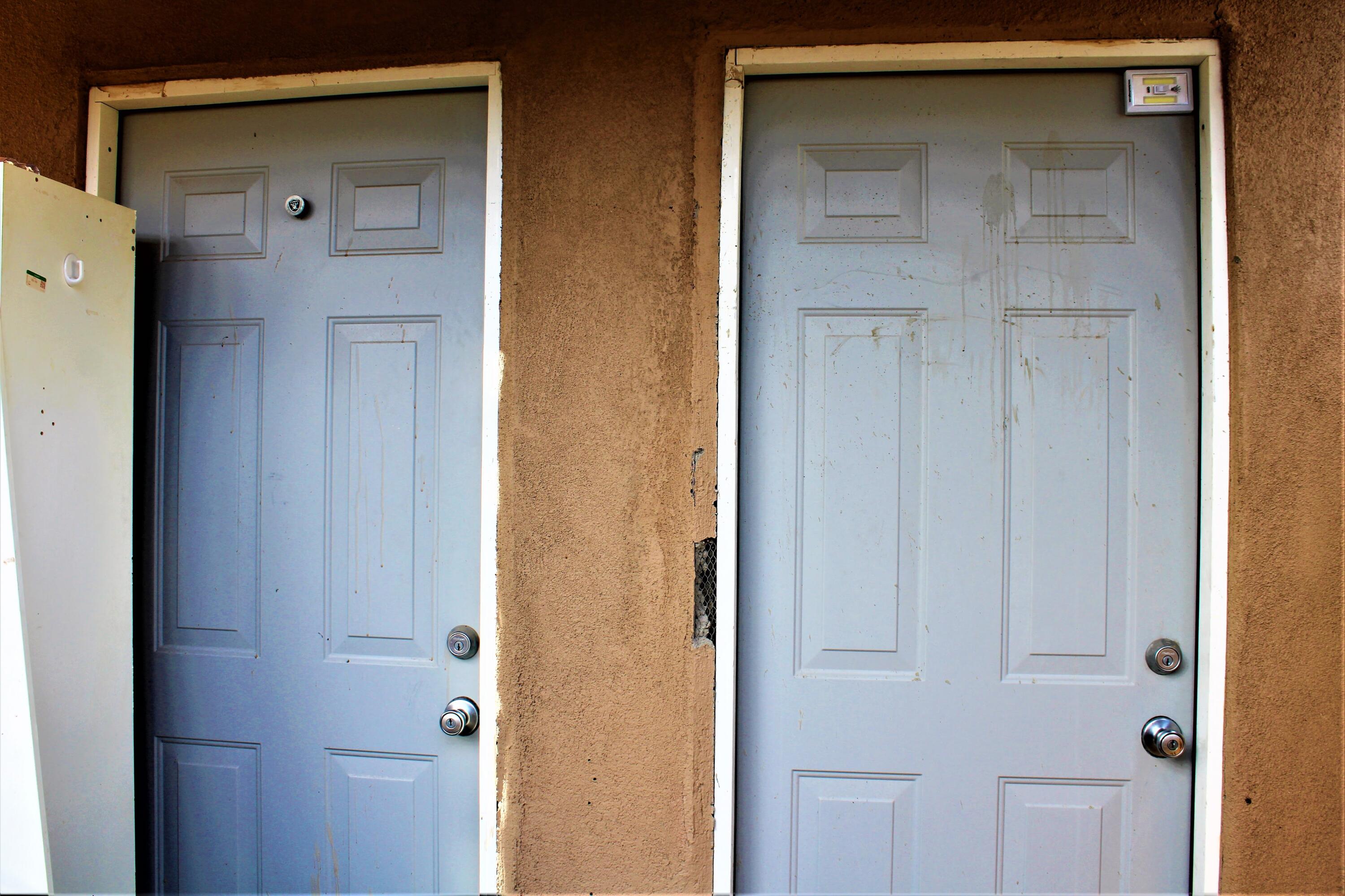 2 units, 2/1 each.ew roof (2020), resealed (2022) - New gas meters (2023) - New electrical wiring and PNM meters (2020) - Solar security lights installed around the property - Barred windows with security release latches - Permanently installed anti theft delivery bin - Two parking spaces and bike rack - New main line (2021) - General insulation maintenance (sealed doors, stucco, and unnecessary vents) (2022) - New water spiket (2021) - Storage room - Laundry room with new washer and dryer hook ups (2021) - Private Courtyard with east and west entry options - Insulation in ceiling and walls (2022) - New water heaters (2020) - New swamp coolers (2020) - New wall heaters (2020) - New light fixtures - New kitchen appliances (stove and fridge in both units) (2022) - Bathroom fans (2022) -