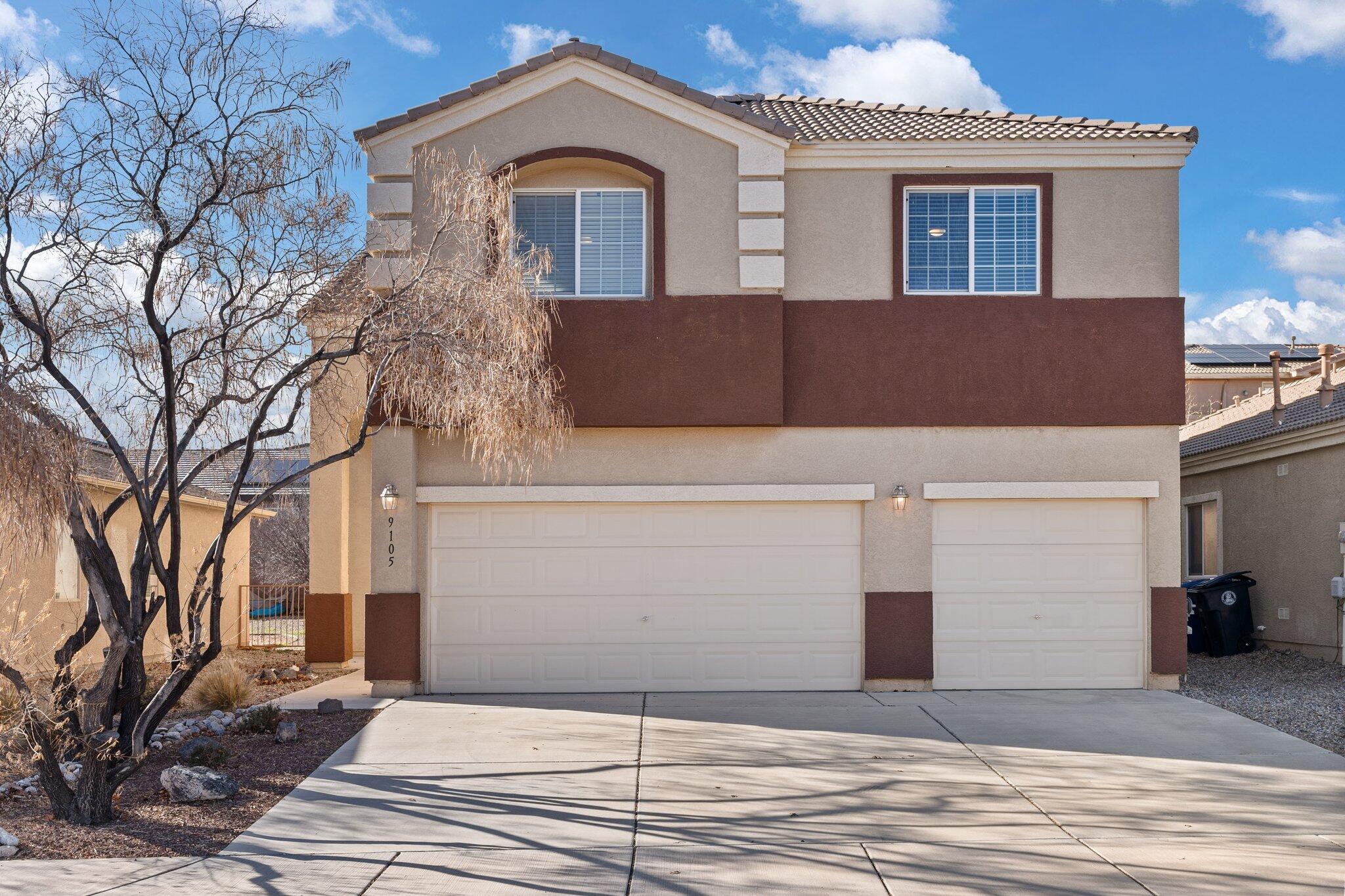 Located in a very desirable area, Sierra at the Trails, this 5BR/4Ba 2923-Sfhome with 3-Car Epoxied floor has Huge Bedrooms, walk-in Closets,fresh paint inside & out, updated Carpet & Fixtures, Balcony off Master BRwith Gas/Log Fireplace in a room big enough for 4 King sized beds. Alloutlets and light switches replaced, Top feature in this home is it has not1 but 3 Master Suites, (BRs with a private bath directly from the BRoffering more privacy) Additional amenities include Dual AC/Heating,Upgraded Maple Cabinets throughout, Kitchen Island with Granite tops,18'' Ceramic tile in all wet areas. Laundry, located upstairs with 4 of the5 BRs has 110V/220V/Gas Dryer connections & deep utility sink. Wiredfor Sec. Sys, Front Bubbler Xeriscaping.