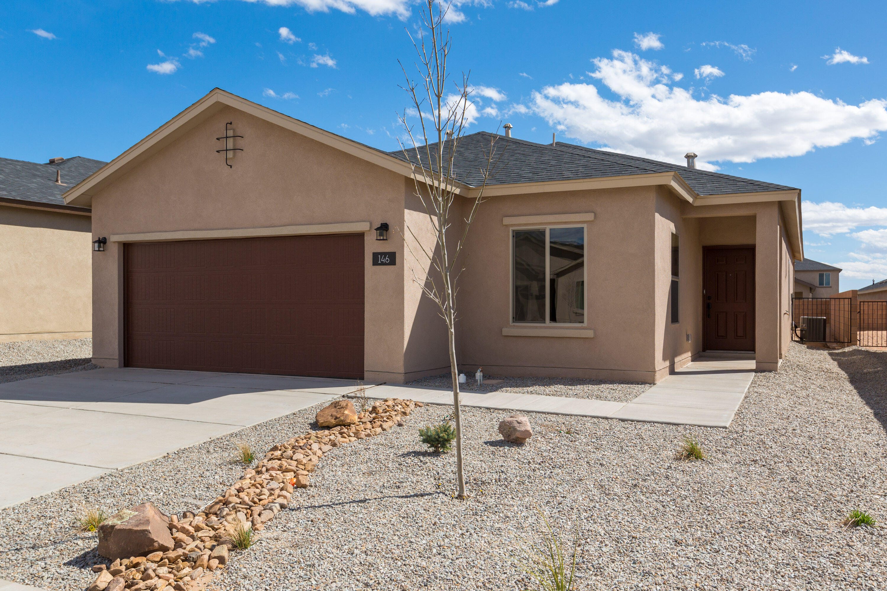 Rio Rancho's newest Centex Community offers a collection of modern floor plans at an affordable price made to fit your evolving lifestyle. The Sage plan boasts a very open floorplan that will include 2 dining areas and large gathering area.  The openness of this brand-new, energy-efficient boasts livability! Enjoy a gourmet kitchen w/ stainless steel appliances including a side-by-side refrigerator, granite countertops and 16x16 tile in wet areas. NM Green Built Gold level will offer you features that will give added savings to your utility bills.