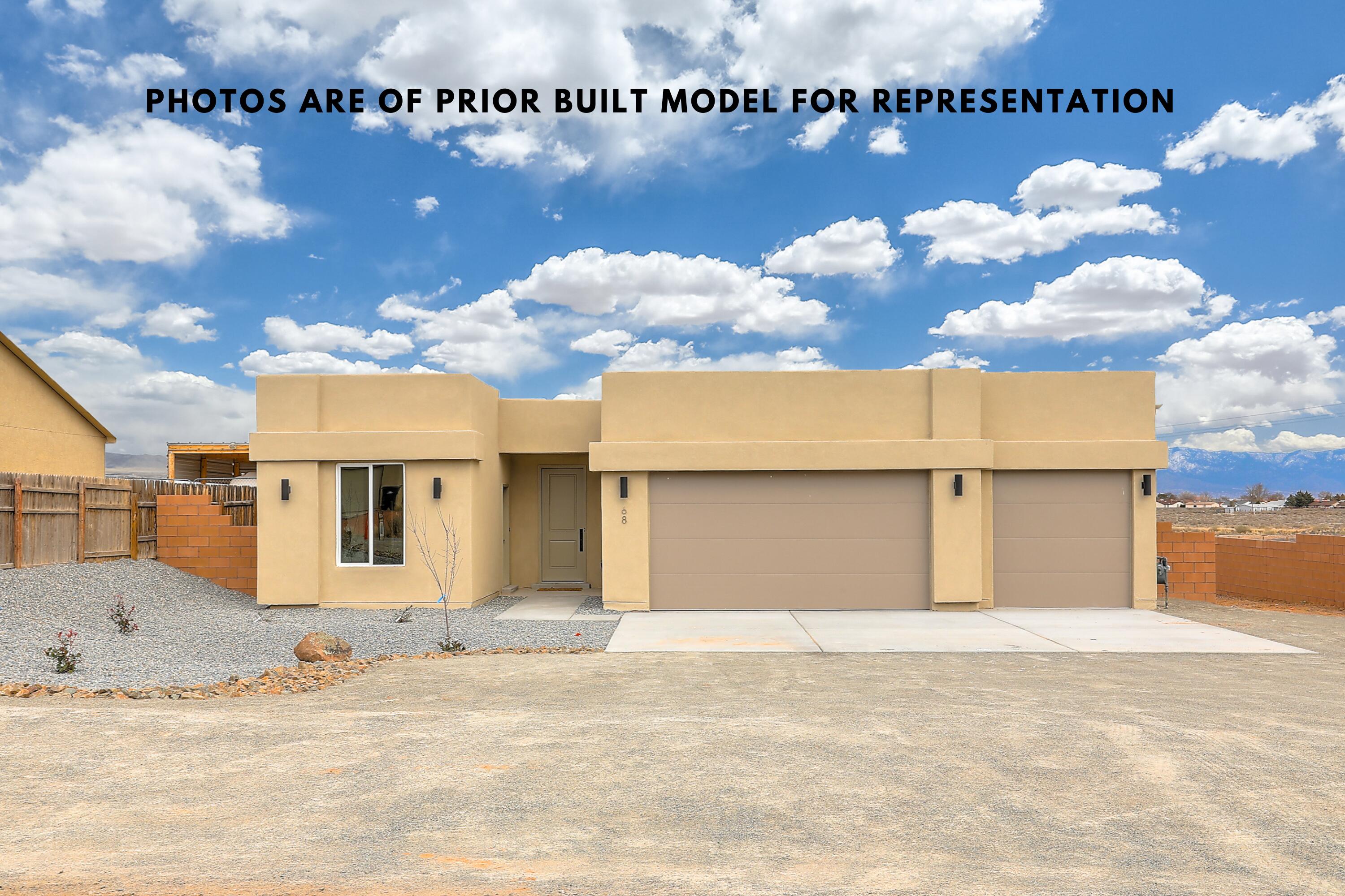 Fellowship Homes is NOW offering - 2 homes on 1 lot in Rio Rancho! True Multi-generation Living. The main home features 4 bedrooms, 3 bathrooms and a 3-car garage on 1/2 acre lot! 4th bedroom is a Flex-suite which includes full bathroom, separate entrance, and stubbed for kitchenette perfect for home business or second living space! The 2nd home is 990 sqft and features 2 bedrooms, 1 bath, and a single car garage. Each home having their own separate walled in yard spaces for privacy but also a skip and jump away. Designed with an efficient layout and modern amenities and sleek finishes. Plenty upgraded features: chefs kitchen, concrete floors, refrigerated air, blown-in insulation, low-e windows and more! This property will be completed August 2024 and ready fro new owners to move in!