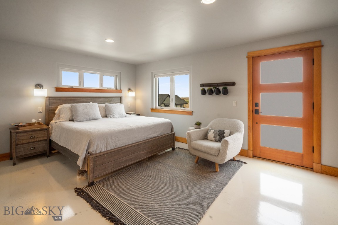 Master's suite featuring Bridger Mountain views and private east-facing deck.